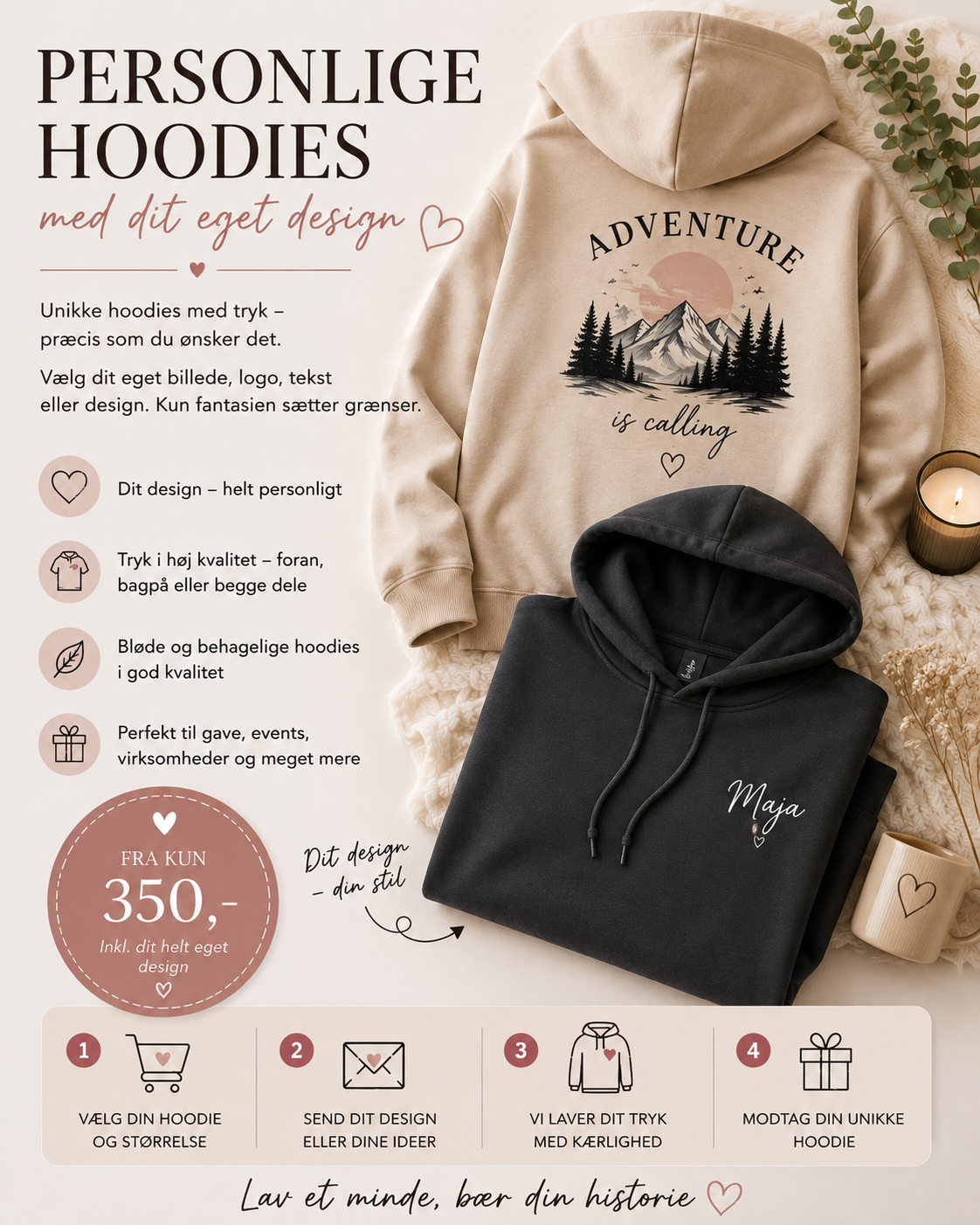 Hoodie med tryk – design din egen personlige hoodie