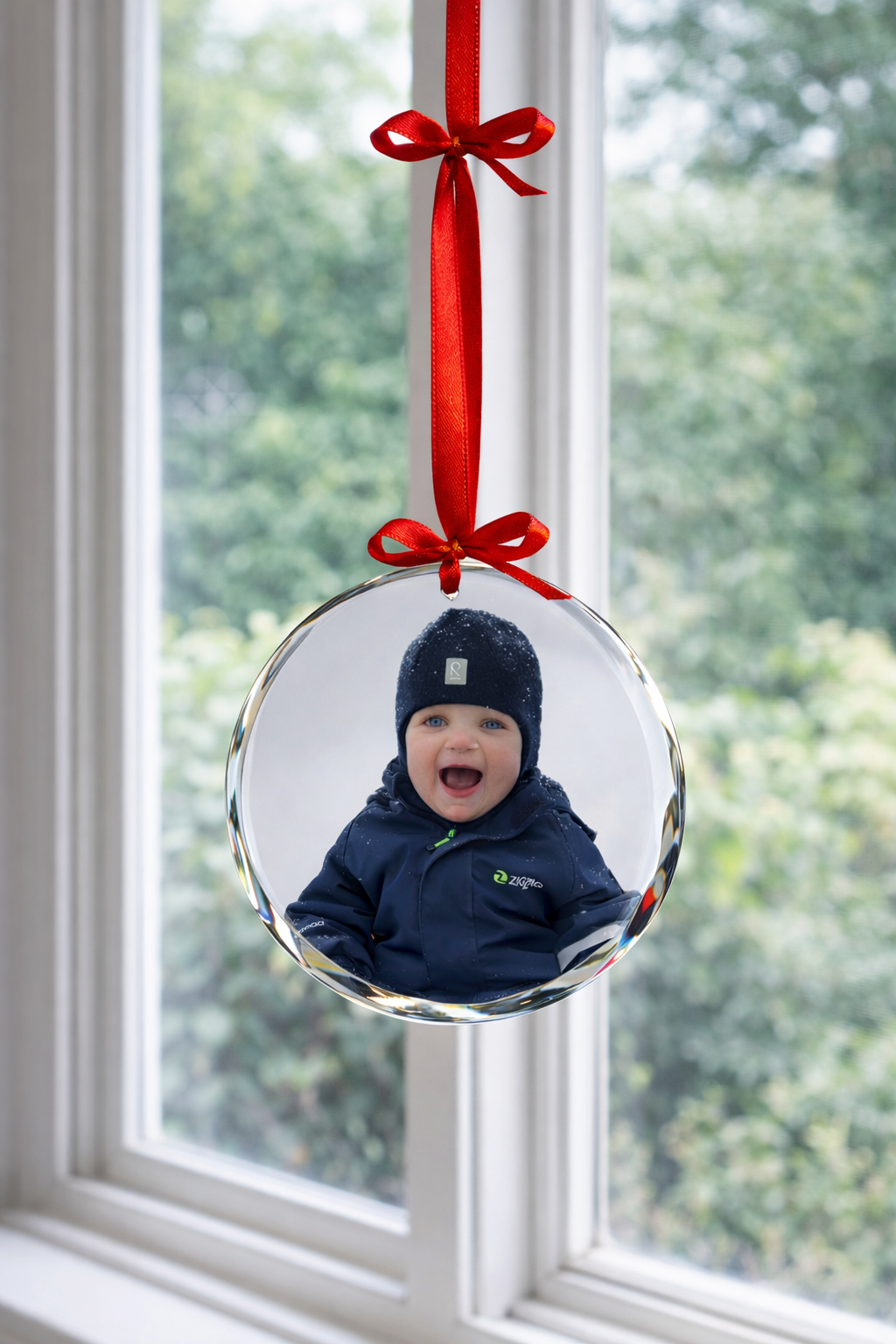 Personligt glasornament med foto